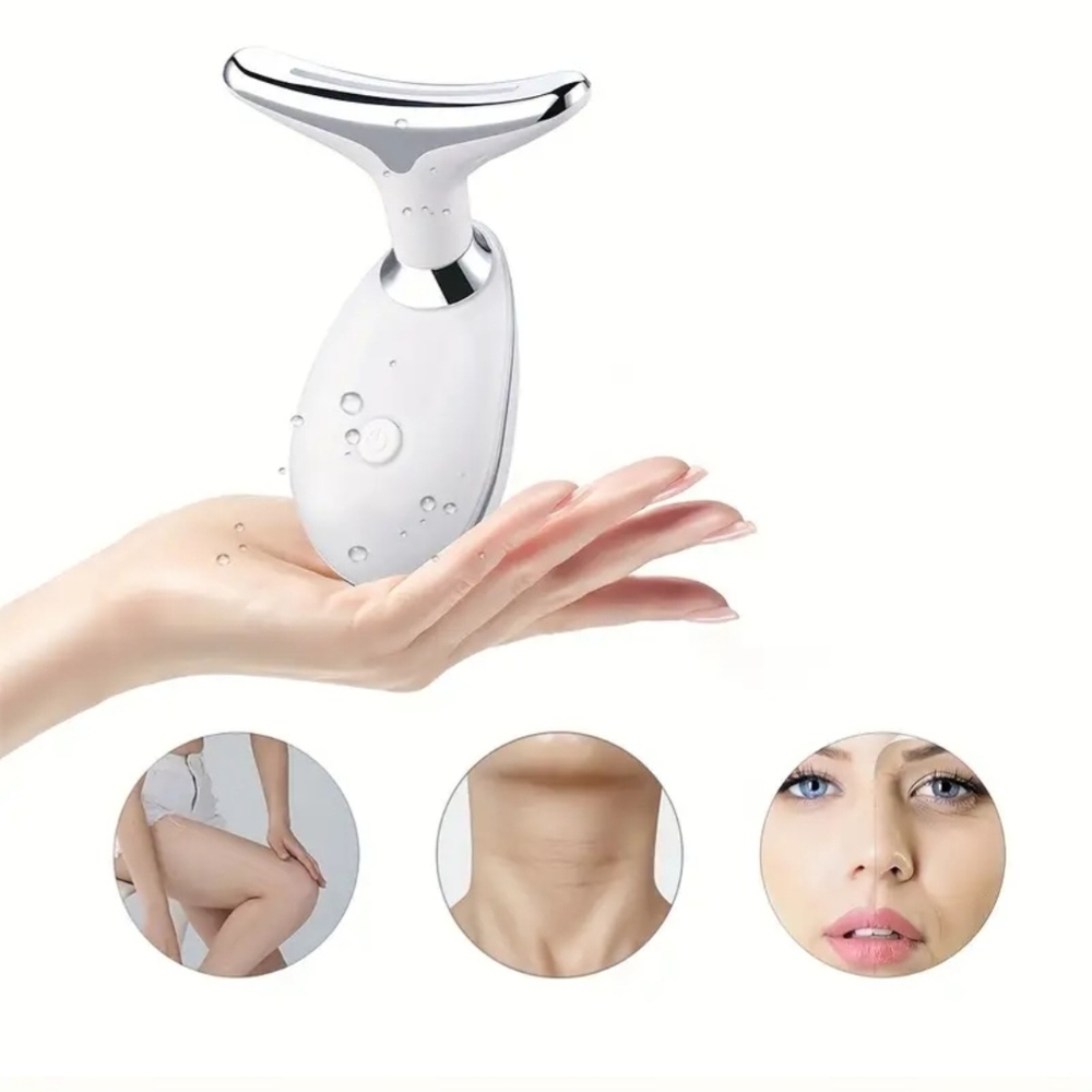 White Facial Massager with Silver Accents - Picture 3 of 5